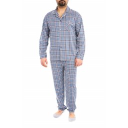 Pijamale barbatesti cu nasturi si guler, Breeze, albastru (Marime pijama: M)