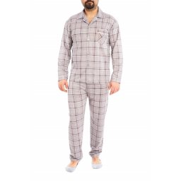 Pijamale barbatesti cu nasturi si guler, Breeze, gri (Marime pijama: L)