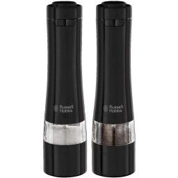 Rasnite electrice pentru sare si piper Russell Hobbs Black 28010-56, Iluminare, Nivel rasnire ajustabil, Negru