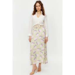 Trendyol Powder Floral Patterned Bell Woven Skirt