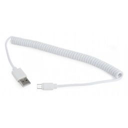 CABLU alimentare si date GEMBIRD, pt. smartphone, USB 2.0 (T) la Micro-USB 2.0 (T), 1.8m, spiralat, conectori auriti, alb, CC-mUSB2C-AMBM-6-W