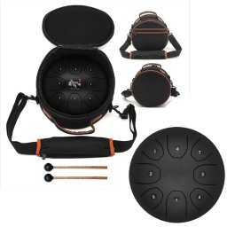 Tongue Drum din Otel - Handpan Negru 7 Note - 8 Inch/20,3 cm - 1 Buc