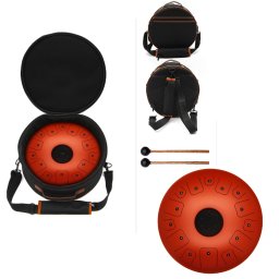 Tongue Drum din Otel - Handpan Rosu 7 Note - 14 Inch/35.56 cm - 1 Buc