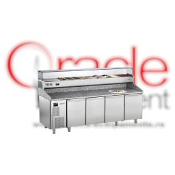 Masă frigorifică pentru pizza cu 4 uși și vitrină PRO GREEN PZ 251 VTR10P