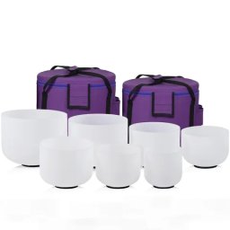 Set 7 Buc de Boluri Muzicale din Cristal - 432hz - 440hz - 8-14 Inch/20.32-35.56 cm - 1 Set