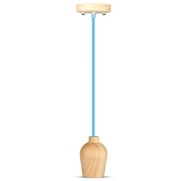 PENDUL TAVAN SOCLU E27 LEMN - ALBASTRU