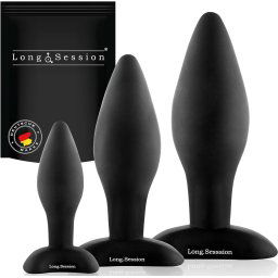 Paloqueth Long.Session Analplug Set from Skin-Friendly Silicone Black 3 pack