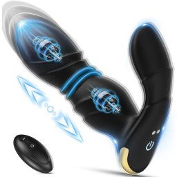 Paloqueth Anal Prostate Stimulator with Thrusts & Vibrations & Remote Control Black