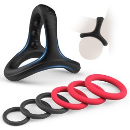 Paloqueth Canrok Silicone Penis Rings Set Black 7 pack