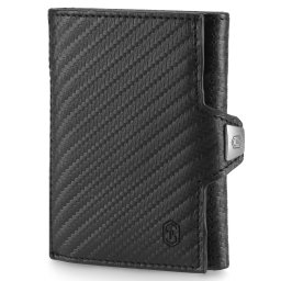 Slimpuro TRYO Slim Wallet 5 carduri pentru monede, 9,2 x 2,2 x 7,5 cm (L x Î x l), protecție RFID (SP-TY-00-BLK-CA)