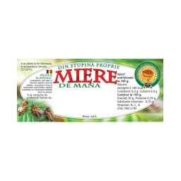 Eticheta miere de Mana cu 3 albine 115mm x 50 mm