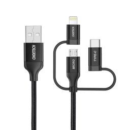 Cablu 3 In 1 Choetech Mfi Usb La Usb Type-c / Microusb / Lightning Incarcare 3a, Transfer Date 480mbps, 1.2m, Negru - 4971620