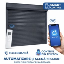 Rulou Exterior Aluminiu Antracit cu Motor, Telecomandă și Control din Telefon