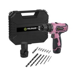 Fieldmann - Bormașină AKU 12V 1300 mAh cu accesorii, roz/negru