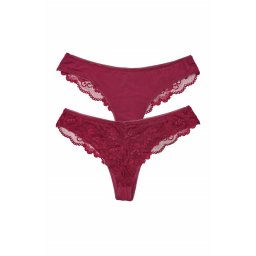 Chilot dantelat cu croiala braziliana, Vanessa, set 2 perechi (Culoare: Alb, Marime chilot: XL)