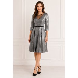 Rochie eleganta Tava cu sclipici,argintiu (Marime: 46, Culoare: ARGINTIU)