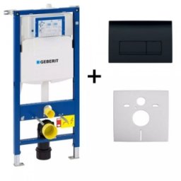 Set rezervor incastrat Geberit Duofix Delta cu set fixare si clapeta Delta 50 negru lucios