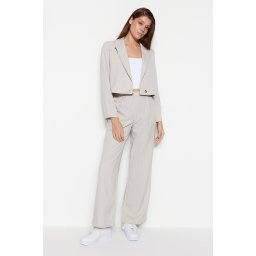 Trendyol piatră largă picior țesut dungi pantaloni