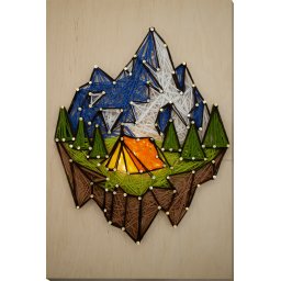 Set String Art, La poalele muntelui, 8 culori si lumini, 19x29 cm