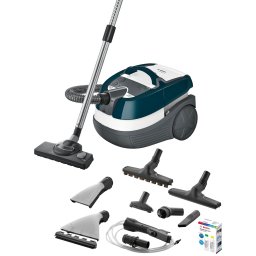 Aspirator cu spalare Bosch BWD41720, 1700 W, 5 L, Filtru Epa, Perie Parchet, Alb/Turcoaz