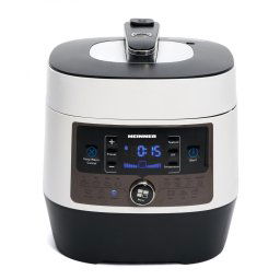 Multicooker cu gatire sub presiune Heinner HPCK-6WH, 4.5 L, 14 programe, vas antiadeziv detasabil, Timer, presiune reglabila, display LED, Alb