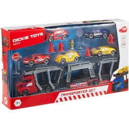 Set Dickie Toys Transportor cu Masinute si Accesorii, Rosu