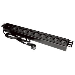 Prelungitor cu 9 prize, Alantec, Aluminiu, 19", 9 x CEE 7/5 CEE 7/7, Negru
