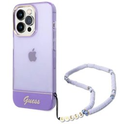 Husa Guess GUHCP14XHGCOHU iPhone 14 Pro Max 6.7" purple/purple hardcase Translucent Pearl Strap