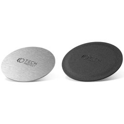 Set 2 placute metalice TECH-PROTECT Metalplate Magnetic pentru suporturi auto, Adeziv 3M, Negru/Silver