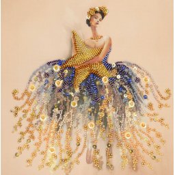 Set broderie cu margele cusute, Vals stelar, 20x20 cm