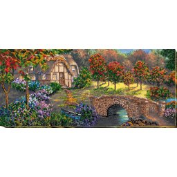 Set broderie cu margele cusute, Pod, 63x28 cm