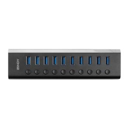 10 Port USB 3.0 Hub cu butoane On/Off Negru