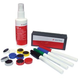 Set accesorii pentru tabla A-Series, contine 4 markere + 1 burete + 1 spray solutie curatat tabla + 5 magneti