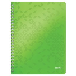 Caiet de birou LEITZ WOW, PP, A4, 80 coli, cu spira, matematica, verde