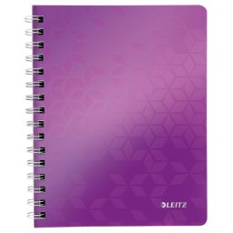 Caiet de birou LEITZ WOW, PP, A5, 80 coli, cu spira, matematica, mov