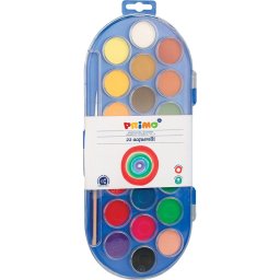 Acuarele Morocolor cu pensula, diametru pastila 30 mm, 22 culori/set