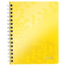 Caiet de birou LEITZ WOW, PP, A5, 80 coli, cu spira, matematica, galben