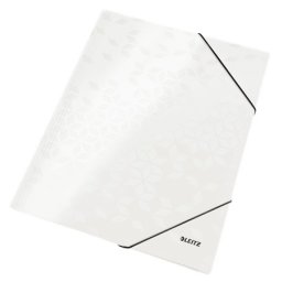 Mapa cu elastic Leitz WOW, carton laminat, A4, 250 coli, alb
