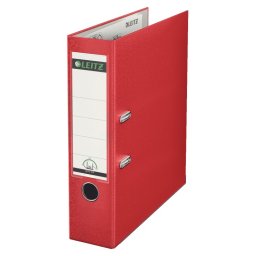 Biblioraft Leitz 180°, PP, partial reciclat, FSC, A4, 80 mm, rosu