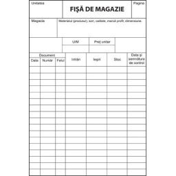 Fise de magazie fila carton A5, FV, 100 file/set