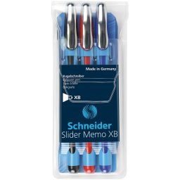 Pix SCHNEIDER Slider Memo XB, rubber grip, accesorii metalice, 3 culori/set - (N, R, A)