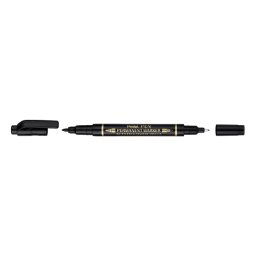 Marker permanent Pentel TWIN TIP 0.3/1.2 mm, negru