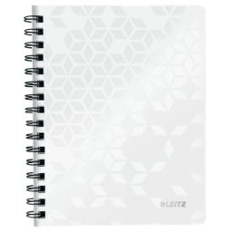 Caiet de birou LEITZ WOW, PP, A5, 80 coli, cu spira, dictando, alb