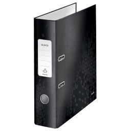 Biblioraft Leitz 180° WOW, carton laminat, partial reciclat, FSC, A4, 80 mm, negru