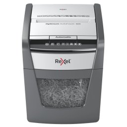 Distrugator documente automat REXEL Optimum 50X, P4, cross-cut (confeti), 50 coli, cos 20l, negru