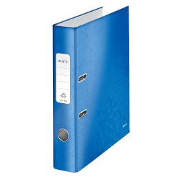 Biblioraft Leitz 180° WOW, carton laminat, partial reciclat, FSC, A4, 52 mm, albastru