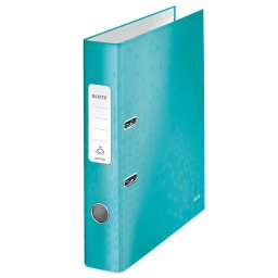 Biblioraft Leitz 180° WOW, carton laminat, partial reciclat, FSC, A4, 52 mm, turcoaz