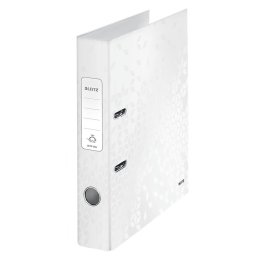 Biblioraft Leitz 180° WOW, carton laminat, partial reciclat, FSC, A4, 52 mm, alb