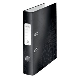 Biblioraft Leitz 180° WOW, carton laminat, partial reciclat, FSC, A4, 52 mm, negru