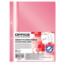 Dosar plastic PP cu sina, cu gauri, grosime 100/170microni, 50 buc/set, Office Products - roz